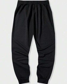 Resim Street Life Guys Cartoon & Letter Graphic Drawstring Waist Eşofman Altı Siyah 