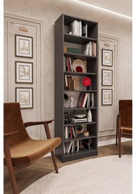 Resim Asra Trend %100 Mdflam Koyu Gri Kitaplık K-08 