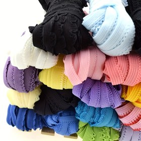 Resim 10m/393.7 inç Fırfır Kenarlı Dantel Elastik Kurdele - DIY Dikiş, İç Çamaşırı, Etekler ve Bluzlar için Çok Renkli Esnek Dekoratif Dantel Süsleme (Dayanıklı & Esnek) - Kahve, Gökyüzü Mavisi, Lacivert, Pembe ve Daha Fazlası 