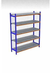 Resim 5 Katlı Depo Rafı Tel Kafesli 60x180x200 Cm Hafif Rack Raf 300-350 Kg Taşıma Kapasiteli Mavi - Gri 