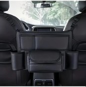 Resim Chuangyinshop 1pc Black Nappa Leather Center Console Lüks Yapay Deri Otomobil Depolama Cebi Büyük Kapasiteli 