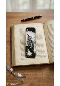 Resim Özel Tasarım Baykuş Figürlü Kabartma Dokulu Kitap Ayracı - Modern Siyah Beyaz Kitap Aksesuarı 
