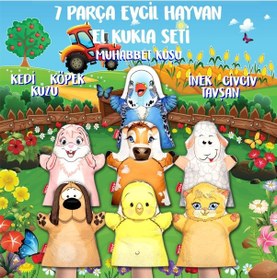 Resim 7 Parça Tox Evcil Hayvanlar El Kukla Set Eğitici Oyuncak 