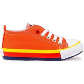 Resim Kiko Kids Tinna Bağcıklı Erkek Çocuk Keten Spor Ayakkabı Turuncu 