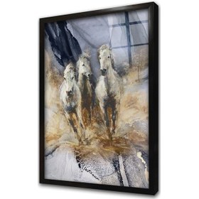 Resim Koşan Atlar Manipülasyon Çerçeveli Cam Tablo-172025 