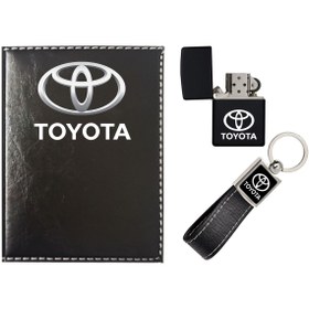 Resim promosyon denizi Toyota Logolu Siyah Ruhsat Kabı - Anahtarlık Ve Çakmak 