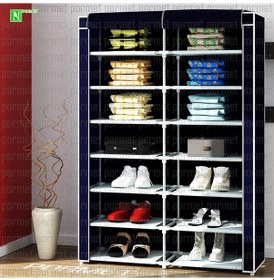 Resim Dzgn Home İki 2 Bölmeli Plastik Ayakkabılık Bez Dolap-lacivert Lacivert 