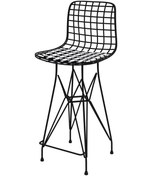 Resim Knsz orta boy tel bar sandalyesi 1 li mağrur syhkono 65 cm oturma yüksekliği mutfak bahçe cafe ofis 