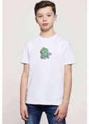 Resim Yeşil Pokemon Karakter Pokémon Baskılı Unisex Çocuk Beyaz T-Shir 