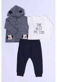 Resim Erkek Bebek 3'lü Takım Köpek Baskılı D44 Lacivert 