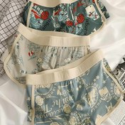 Resim 3 Adet Erkekler için Moda Baskılı Boxer Külotlar - Yumuşak Pamuklu Orta Esneklikte Geometrik Desenli İç Çamaşırları, Makinede Yıkanabilir Opak Kutu Alt Giysiler Ev ve Günlük Kullanım İçin 