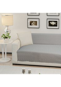 Resim Kaymaz Tabanlı Koltuk Örtüsü 175x215 Cm Altı Polarlı, Örme Kumaş, Çekyat Ve Kanepe Uyumlu Antrasit 