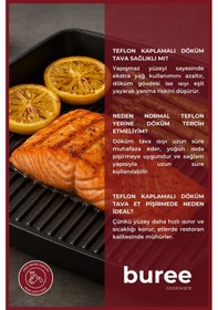 Resim Buree Dikdörtgen Teflon Kaplamalı Izgara Döküm Tava - 26 X 32 Cm Tanımsız 