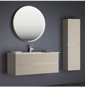 Resim Orka Moonlight 120 Cm Mat Vizon Banyo Dolabı Ve Boy Dolabı Takımı Krem 