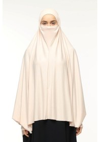Resim Altobeh Kollu Sufle Çarşaf Üstü Peçeli Pratik Tesettür Hijab - Nikaplı Namaz Örtüsü Toz Pudra 