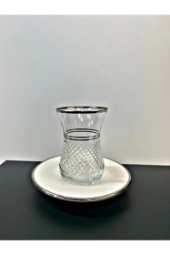 Resim Paşabahçe İncebel Platin El Dekoru 12 Parça Çay Takımı 125 Cc Premium Şık Sunum Şeffaf 