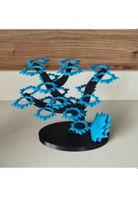 Resim Akçaağaç Dekoratif Kahve Kapsül Standı Ve 2 Adet Bardak Altlığı-çift Taraflı Kullanım-37 Mm Ve 46 Mm Kapsül Uyumlu-mavi Mavi 