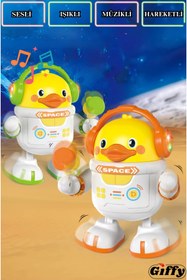 Resim giffy Oyuncak Işıklı Sesli Müzikli Hareketli Dans Eden Kulaklıklı Dansçı Ördek Robot (1 Adet Fiyatıdır) 