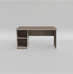 Resim Kenzlife Ofis Masası Yoko Ono Crd Sol 75 130 60 Raflı Dolap Eşkenar Bilgisayar Çalışma Masası Beyaz 