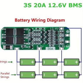 Resim 1 adet 3S 20A Li-ion Lityum Pil 18650 Şarj Cihazı PCB BMS Koruma Kartı Matkap Motoru için 12.6V Lipo Hücre Modülü 2.52x0.79x0.13 inç 