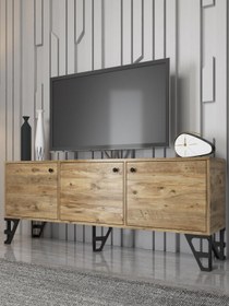 Resim Woodn Love Bello 160 Cm Metal Ayaklı Tv Ünitesi - Konsol - Atlantik Çam / Siyah 