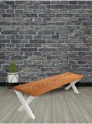 Resim deryawood Raweyn Masif Ahşap Andora Bank Beyaz Ayak 37*140*45cm 