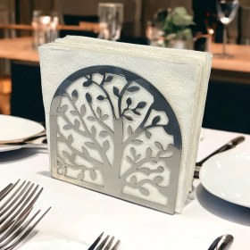 Resim Decorelax Hayat Ağacı Temalı Gümüş Metal Peçetelik 