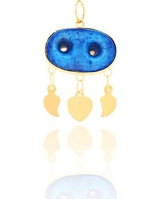 Resim Gümüş Nazar Boncuğu Sarı Altın Renginde Kadın Kolye Ucu Nazarlık 