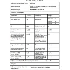 Resim Arçelik 6455 WF MG 5 Programlı 14 Kişilik Bulaşık Makinesi 