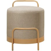 Resim Ella Ola Puf, Metal Halkalı Puf, Makyaj Oturağı ,puf Bench Montajsız Oturak Gold Metal Ayaklı Cappuccino 