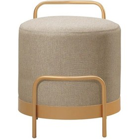 Resim Ella Ola Puf, Metal Halkalı Puf, Makyaj Oturağı ,puf Bench Montajsız Oturak Gold Metal Ayaklı Cappuccino 