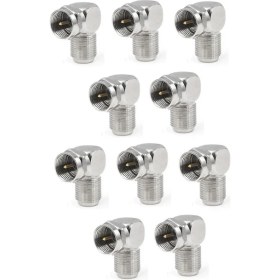 Resim Ata Elektronik 10 Adet F L Tip Vidalı Uydu Cihazları Için L 90 Derece F Konnektör Çevirmeli Vidalamalı Tip 