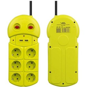 Resim VEA VE-970USB 2xUSB'li 1.5 Metre 6'lı Akım Korumalı Grup Priz 