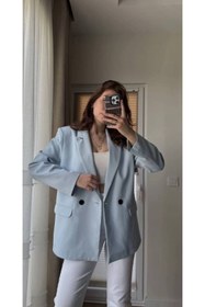 Resim Lovely butik KADIN POLİVİSKON DOKUMA İKİ DÜĞMELİ BLAZER CEKET 