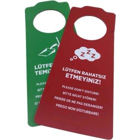 Resim Private Label Pvc Çift Taraflı Kart Karton Rahatsız Etmeyin Odayı Temizleyiniz Otel Odası Kartı Kapı Askısı 