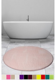 Resim Elite Pudra 100x100 Cm Yuvarlak Peluş Banyo Paspası Kaymaz Taban Pudra 