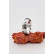 Resim Kişiye Özel Rodyumlu Broseli Gümüş Unisex Alyans 