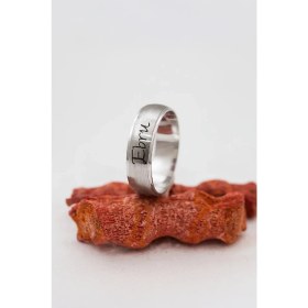 Resim Kişiye Özel Rodyumlu Broseli Gümüş Unisex Alyans 