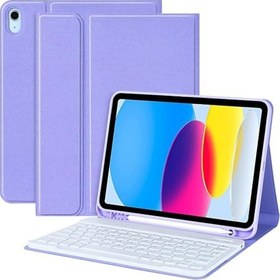 Resim UnDePlus Apple iPad 10. Nesil 10.9 2022 için Kılıf Kablosuz Klavyeli için Kılıf Mobax Türkçe Klavye A2696 A2757 A2777 Lila 
