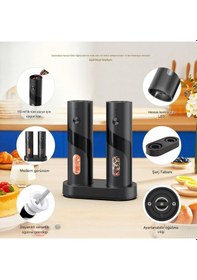 Resim Mpı Pg-5 Baharat Öğütücü 110 Ml Şarj Edilebilir Elektrikli Otomatik Tuz Karabiber Kahve Değirmeni Siyah 