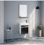 Resim Orka Yedisu 45 Cm Mdf Parlak Siyah Mini Banyo Dolabı Takımı Siyah 