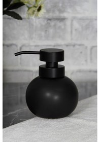 Resim Lüks Siyah Tombul Stoneware Sınanı Sabunluk, Siyah Başlıklı Deterjanlık, Banyo Nane Mutfak Sabunluğu, İli Va Siyah 
