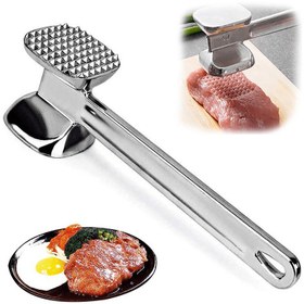 Resim Et Yumuşatıcı Çekiç, Paslanmaz Çelik Biftek Metal Tokmak, Mutfak Aracı, Ağır Hizmet Dayanıklı Çift Taraflı, Biftek Sığır Etini Yumuşatmak İçin 