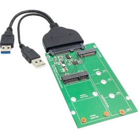 Resim Guangdong Spirit USB 3.0 Sata 22PIN 2.5 Inç Sabit Disk Için 2'si 1 Arada Mini Pci-E 2 Şeritli M.2 Ngff & Msata SSD Adaptör Dönüştürücü 