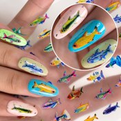 Resim 1 Set Kendinden Yapışkanlı 3D Balık Tırnak Stickerları, Karikatür Sualtı Dünyası Decal'ları, Nakışlı Detaylı Plastik Süslemeler, Mat Bitiş, Düzensiz Şekil, Tek Kullanımlık, Kokusuz, Hayvan Temalı Tırnak Sanatı Dekoru 