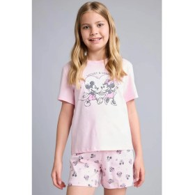 Resim DeFacto Disney Mickey & Minnie Lisanslı Regular Fit Elastik Bel 2'li Açık Pembe Pijama Takımı Kız Çocuk H8101A826HS 