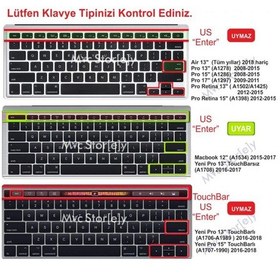 Resim Macbook Pro Klavye Koruyucu 12-13Inc A1708 A1534 İngilizce Türkçe Siyah 