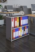 Resim Kenzlife Klasörlük Raflı Burutay Gri 70*80*30 Kitaplık Ofis Arkalıksız 