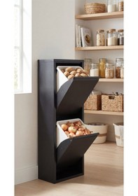 Resim Çok Amaçlı Dolap Mutfak Kiler Dolabı Sebzelik Metal Dolap Ayakkabılık Malzeme Dolabı Siyah Siyah 