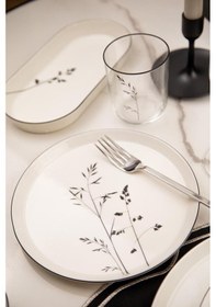 Resim Kütahya Porselen Bone V-form 52 Parça 12 Kişilik Yemek Takımı Angelica Siyah 